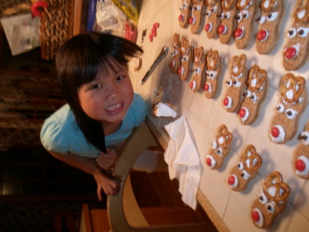 Kasen with reindeer cookies